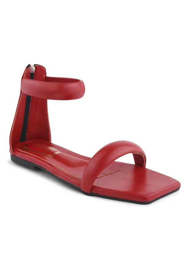 Maroon_Suede_Flat_Sandal_For_Women
