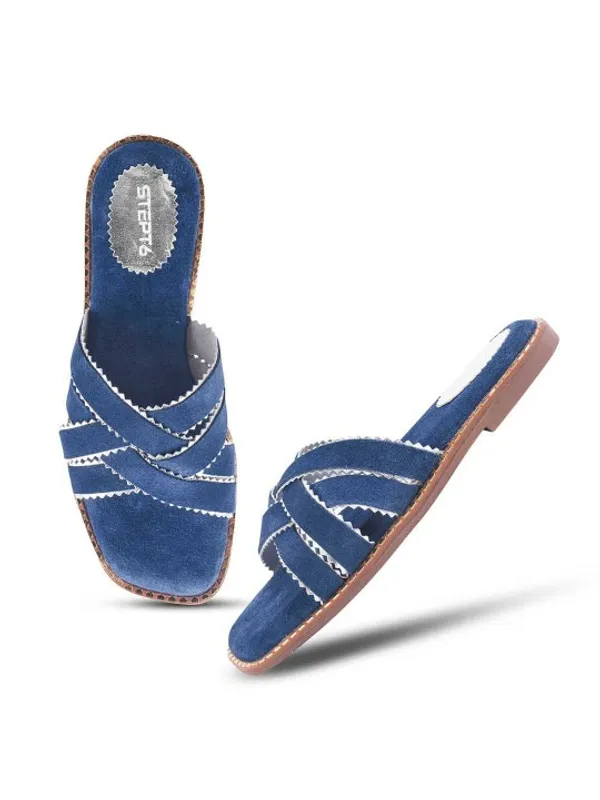 Blue_Suede_Flats_For_Women