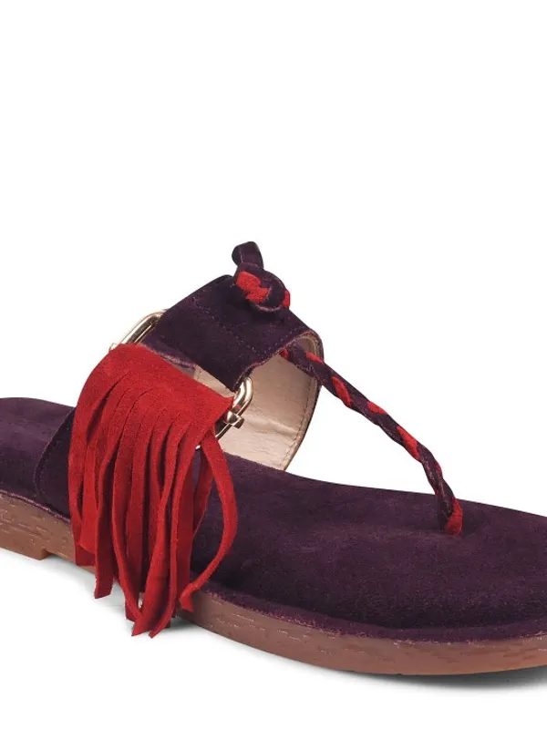 Maroon_And_Pink_Suede_Flats_For_Women