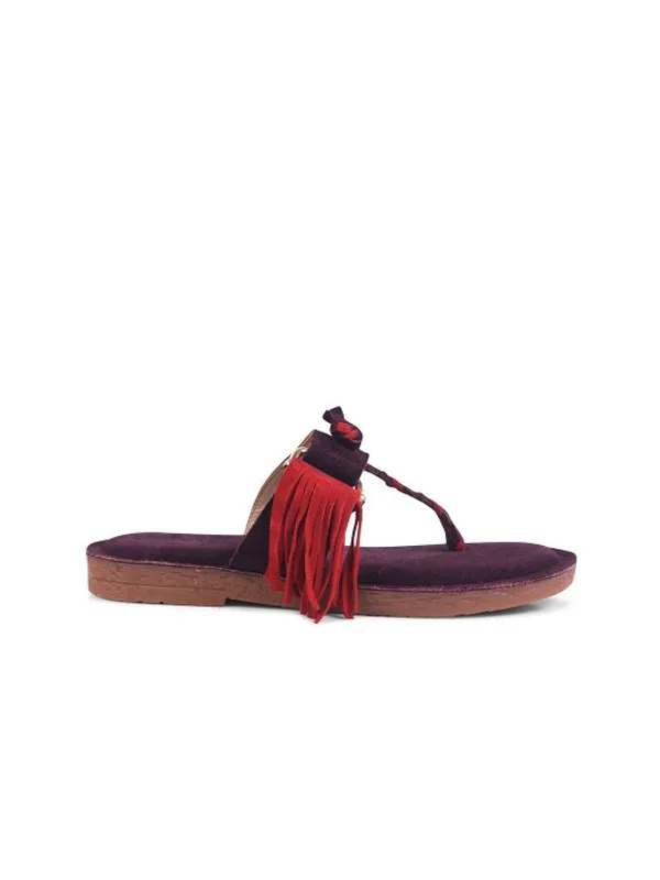 Maroon_And_Pink_Suede_Flats_For_Women