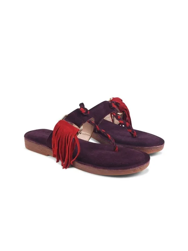 Maroon_And_Pink_Suede_Flats_For_Women