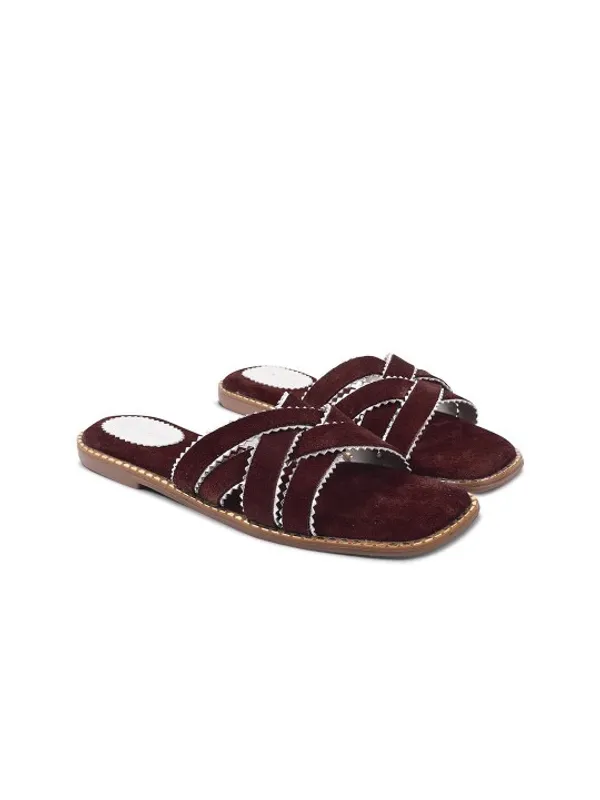 Maroon_Suede_Flats_For_Women