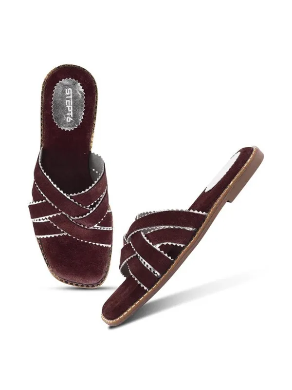 Maroon_Suede_Flats_For_Women
