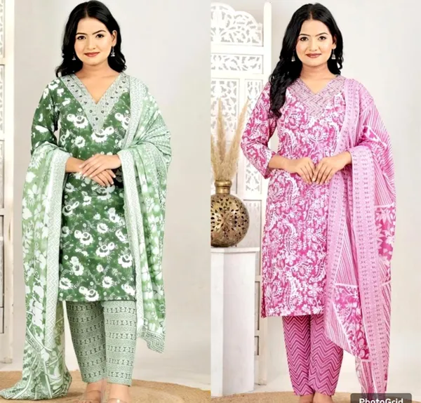 Multicolor_Cotton_Kurta_Set_With_Dupatta_For_Women_Combo_Set_Pack_Of_2