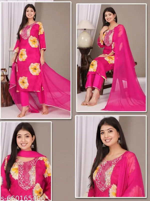 Pink_Floral_Print_Kurta_And_Pant_Set_With_Dupatta_For_Women_Combo_Set_Pack_Of_2