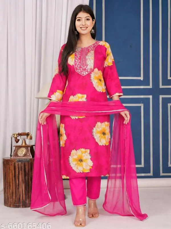 Pink_Floral_Print_Kurta_And_Pant_Set_With_Dupatta_For_Women_Combo_Set_Pack_Of_2