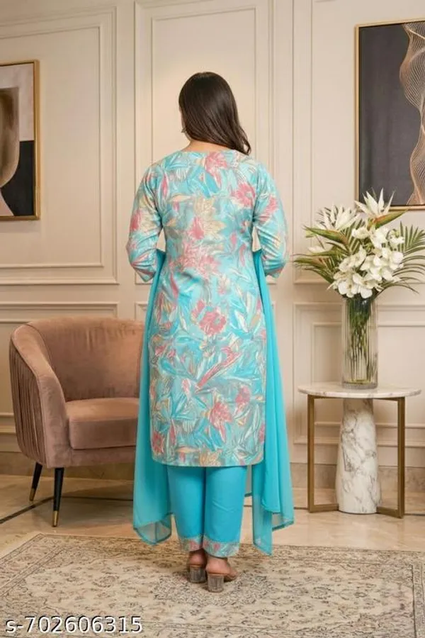 Blue_And_Pink_Floral_Print_Straight_Kurta_With_Pants_Dupatta_Combo_Set_Pack_Of_2