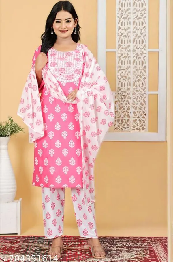 Blue_And_Pink_Kurta_Set_With_Dupatta_Pant_Combo_Set_For_Women_Pack_Of_2