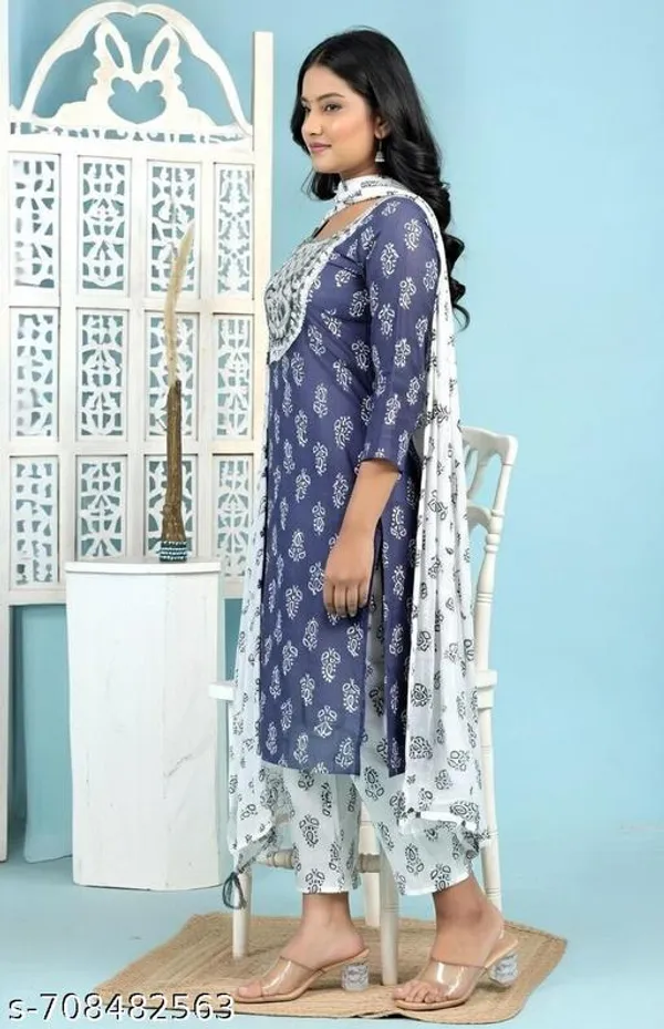 Blue_And_Pink_Kurta_Set_With_Dupatta_Pant_Combo_Set_For_Women_Pack_Of_2