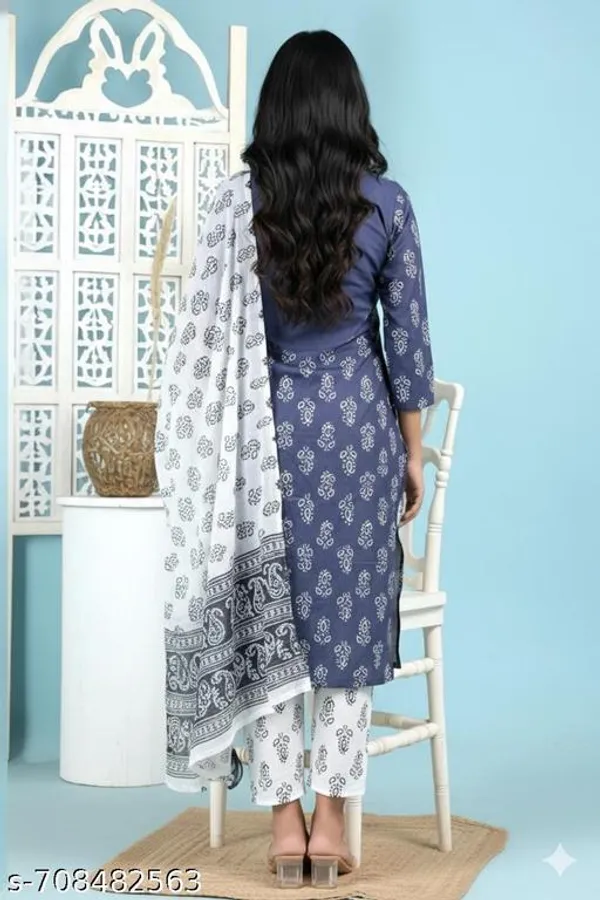 Blue_And_Pink_Kurta_Set_With_Dupatta_Pant_Combo_Set_For_Women_Pack_Of_2