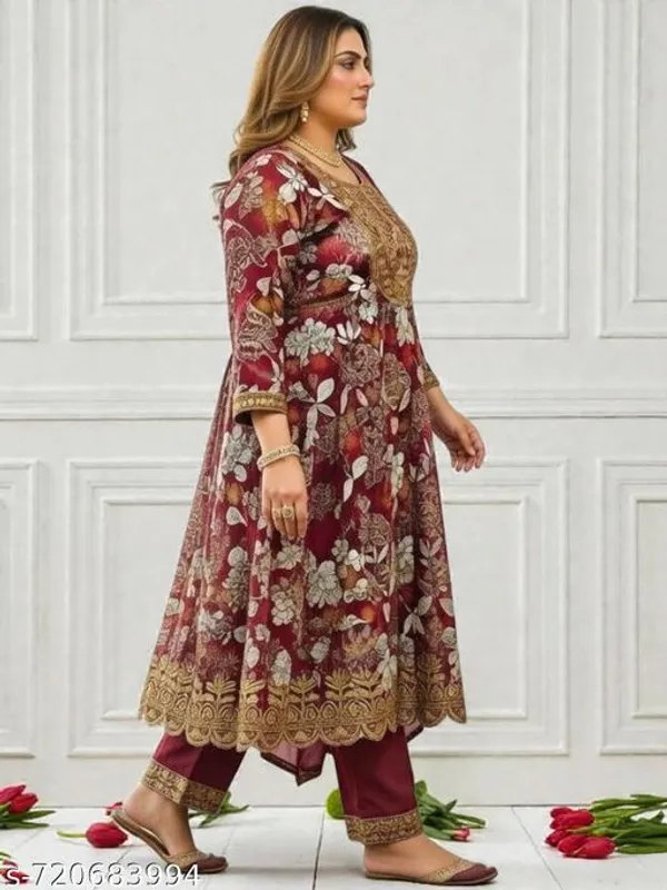 Maroon_Elegant_Rayon_Printed_Kurta_Set_With_Dupatta_For_Women