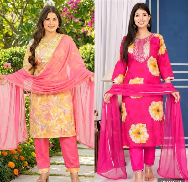 Pink_Floral_Print_Kurta_And_Pant_Set_With_Dupatta_For_Women_Combo_Set_Pack_Of_2