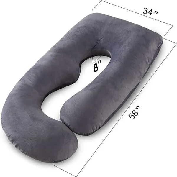 J_Shape_Polyester_Fibre_Solid_Pregnancy_Pillow_Pack_Of_1