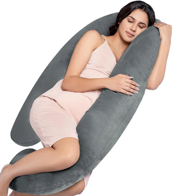 Microfiber_Solid_Pregnancy_Pillow_Pack_Of_1_Grey
