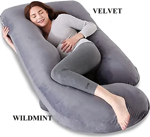 J_Shape_Microfiber_Solid_Pregnancy_Pillow_Pack_Of_1_Grey
