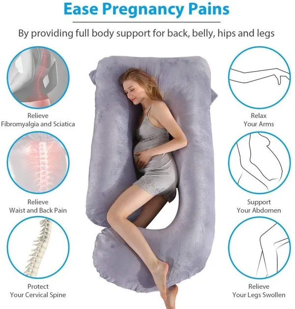 J_Shape_Microfiber_Solid_Pregnancy_Pillow_Pack_Of_1_Grey