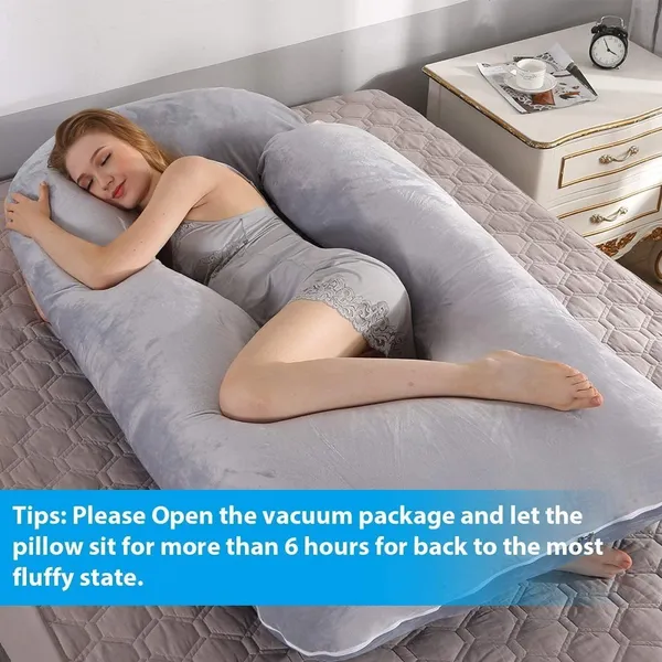 J_Shape_Microfiber_Solid_Pregnancy_Pillow_Pack_Of_1_Grey