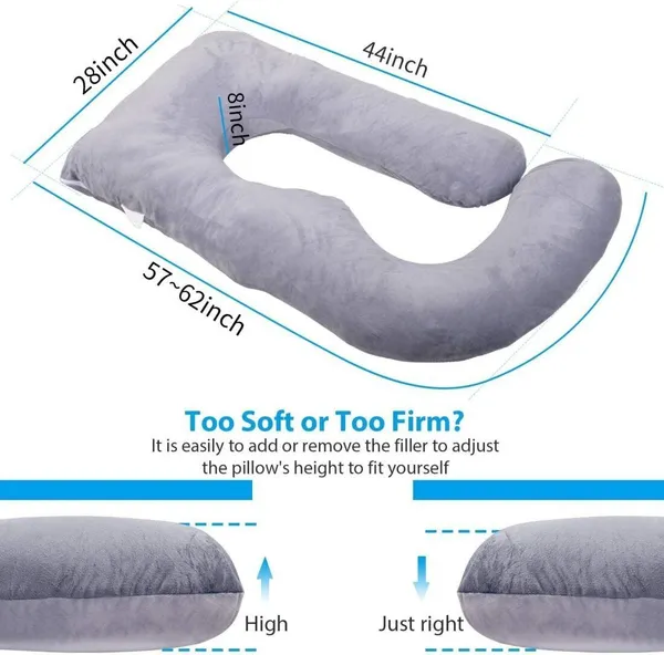 J_Shape_Microfiber_Solid_Pregnancy_Pillow_Pack_Of_1_Grey