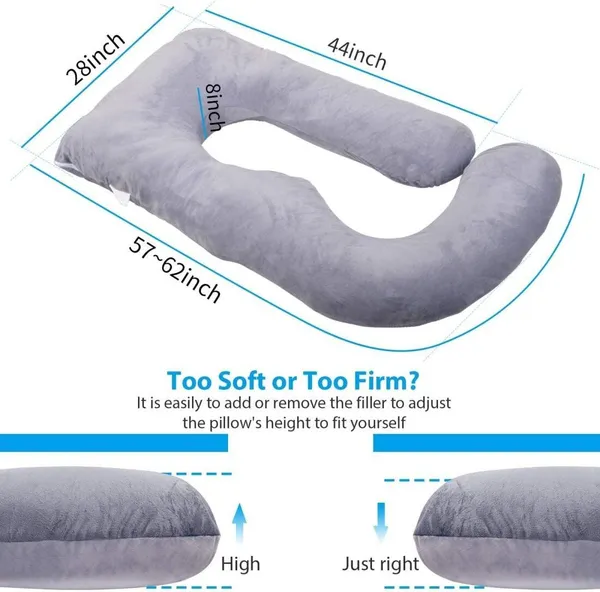 J_Shape_Microfiber_Solid_Pregnancy_Pillow_Pack_Of_1_Grey