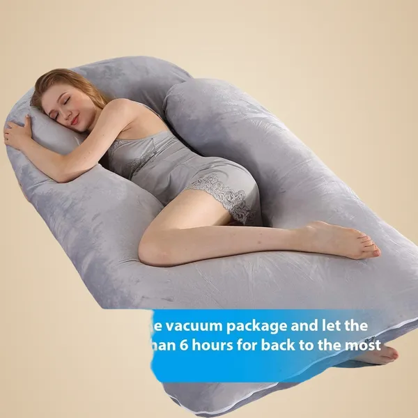 J_Shape_Microfiber_Solid_Pregnancy_Pillow_Pack_Of_1_Grey