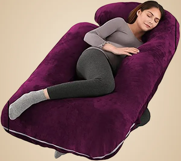 J_Shape_Microfiber_Solid_Pregnancy_Pillow_Pack_Of_1_Wine