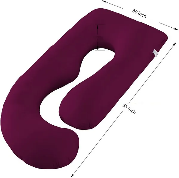 J_Shape_Microfiber_Solid_Pregnancy_Pillow_Pack_Of_1_Wine