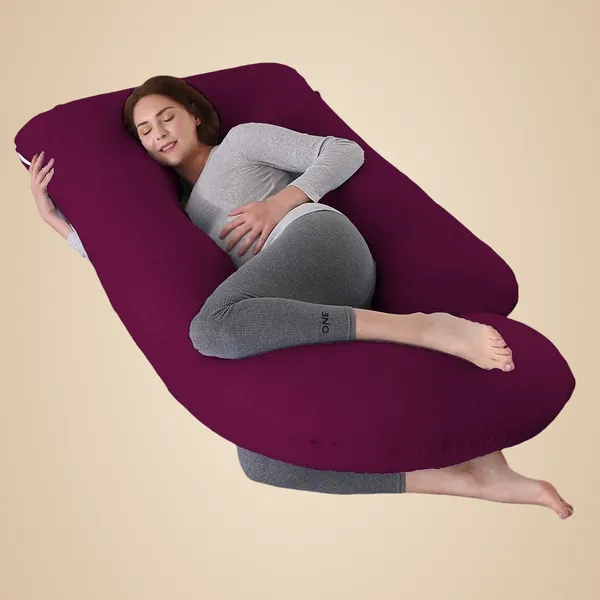 J_Shape_Microfiber_Solid_Pregnancy_Pillow_Pack_Of_1_Wine