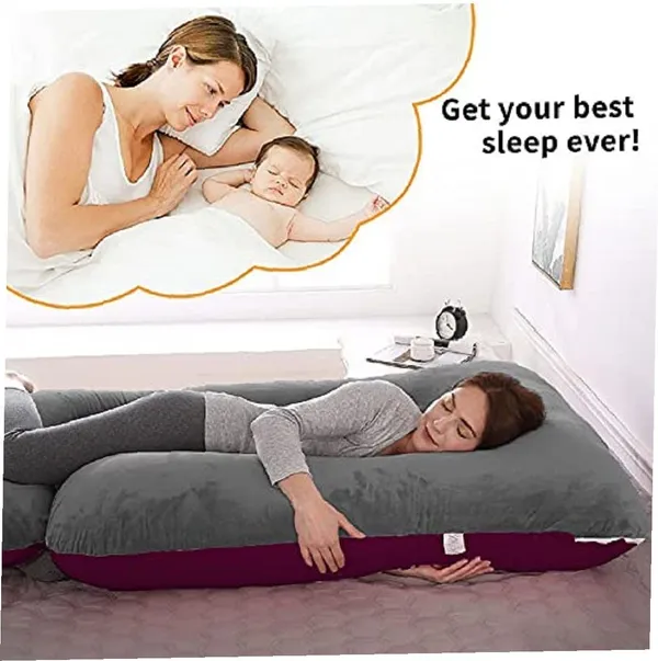 Wine_Grey_Pregnancy_Pillow_J_Shape