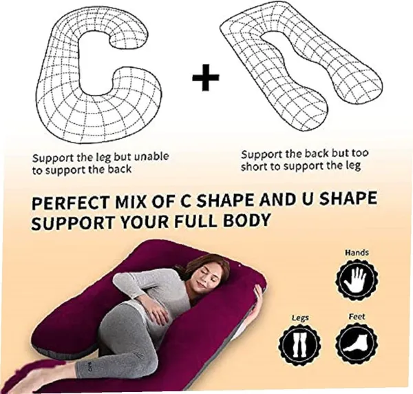 Wine_Grey_Pregnancy_Pillow_J_Shape