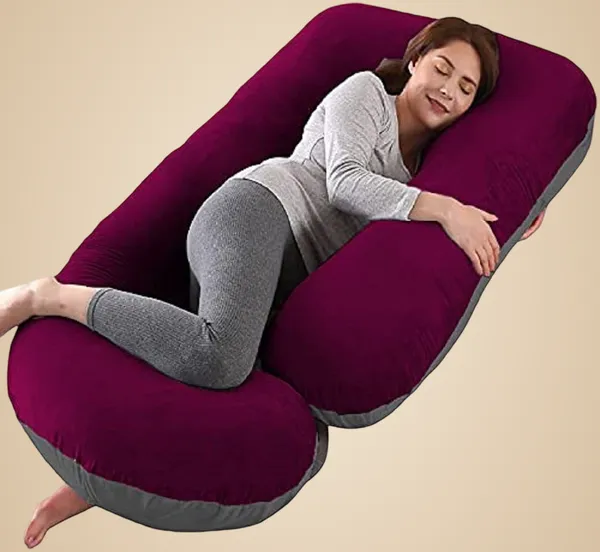 Wine_Grey_Pregnancy_Pillow_J_Shape