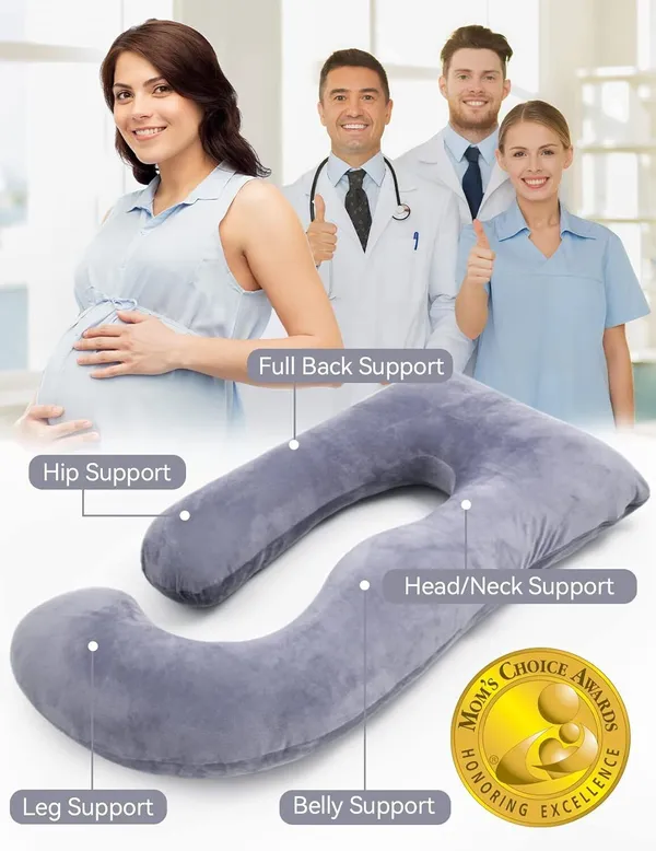 Premium_J_Shape_Grey_And_Grey_Microfibre_Solid_Pregnancy_Pillow_Pack_Of_1