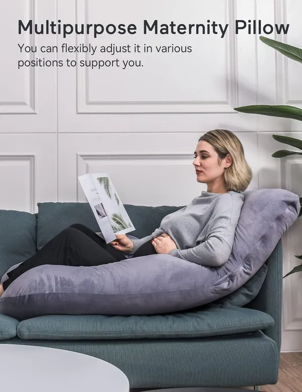 Premium_J_Shape_Grey_And_Grey_Microfibre_Solid_Pregnancy_Pillow_Pack_Of_1