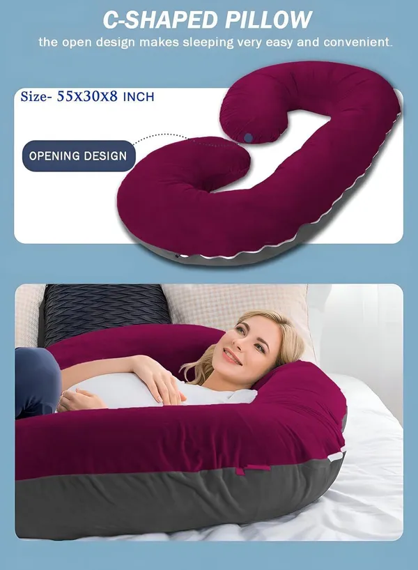 C_Shape_Premium_Microfibre_Solid_And_Alphanumeric_Pregnancy_Pillow_Pack_Of_1_Wine_And_Grey