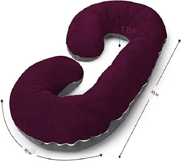 C_Shape_Premium_Microfibre_Solid_And_Alphanumeric_Pregnancy_Pillow_Pack_Of_1_Wine_And_Grey
