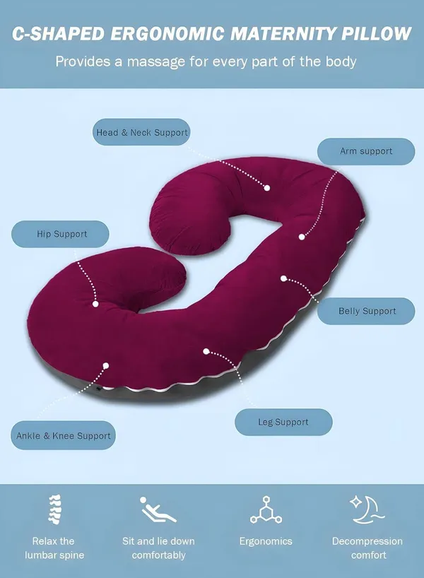 C_Shape_Premium_Microfibre_Solid_And_Alphanumeric_Pregnancy_Pillow_Pack_Of_1_Wine_And_Grey