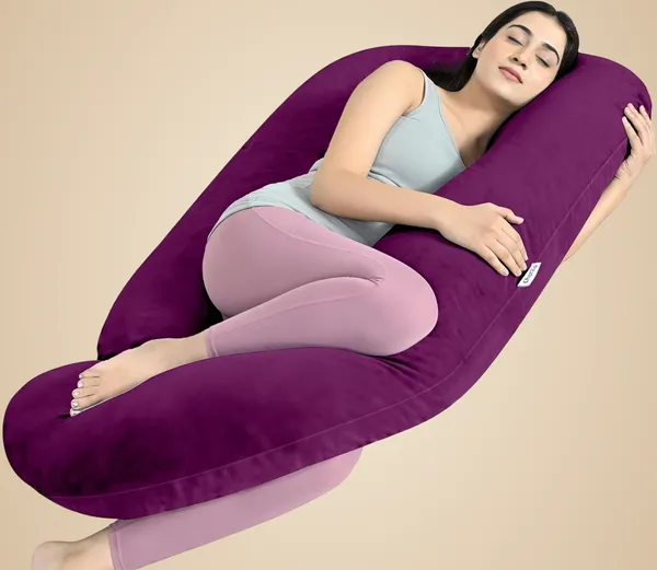 J_Shape_Polyester_Fibre_Solid_Pregnancy_Pillow