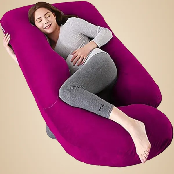 J_Shape_Polyester_Fibre_Solid_Pregnancy_Pillow_Pack_Of_1