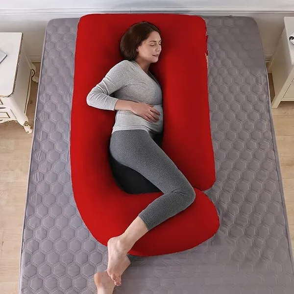 Maroon_Polyester_Fibre_Pregnancy_Pillow