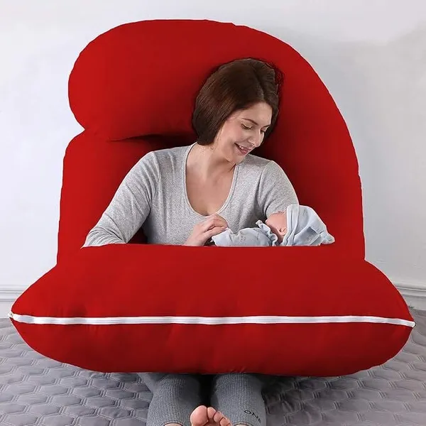 Maroon_Polyester_Fibre_Pregnancy_Pillow