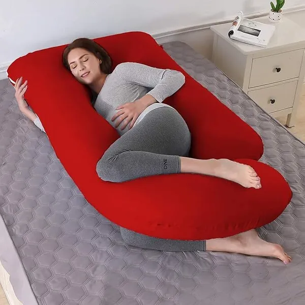 Maroon_Polyester_Fibre_Pregnancy_Pillow