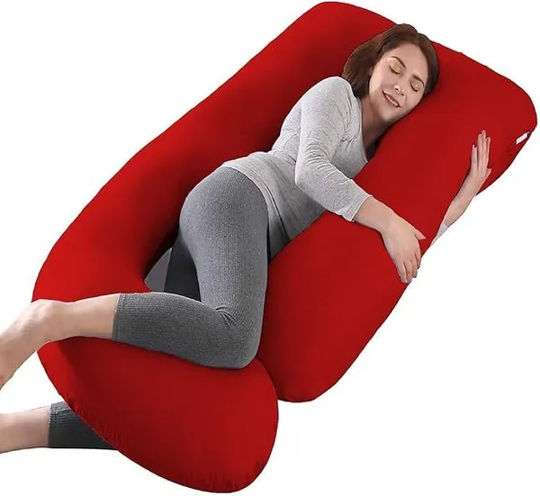 Maroon_Polyester_Fibre_Pregnancy_Pillow