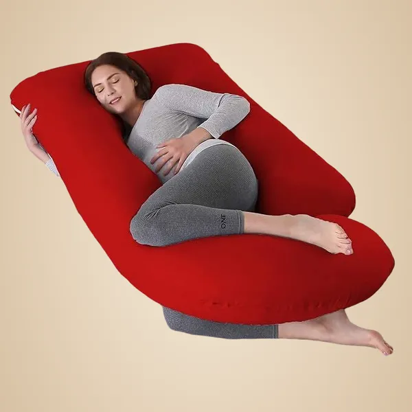 Maroon_Polyester_Fibre_Pregnancy_Pillow