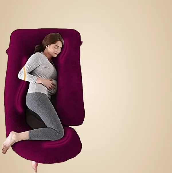J_Shape_Premium_Microfibre_Solid_And_Alphanumeric_Pregnancy_Pillow_Pack_Of_1_Wine_And_Grey