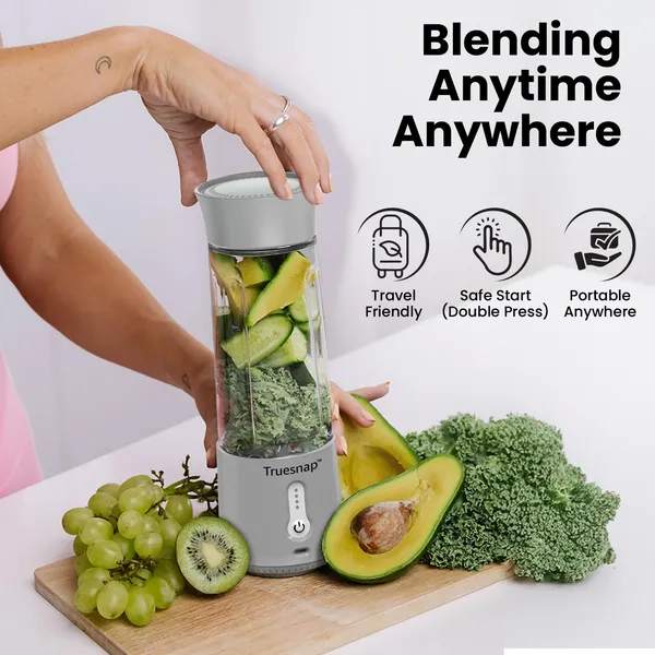 QUIX_Portable_Blender_for_Smoothies_&_shakes,_Cold_Coffe_and_crushing_ice_|_4000mAh_battery,_500ml,_230W,_USB-C_|_Safe_BPA-Free_juicer_machine_|_ISI_Approved_|_Made_in_India_(Grey)