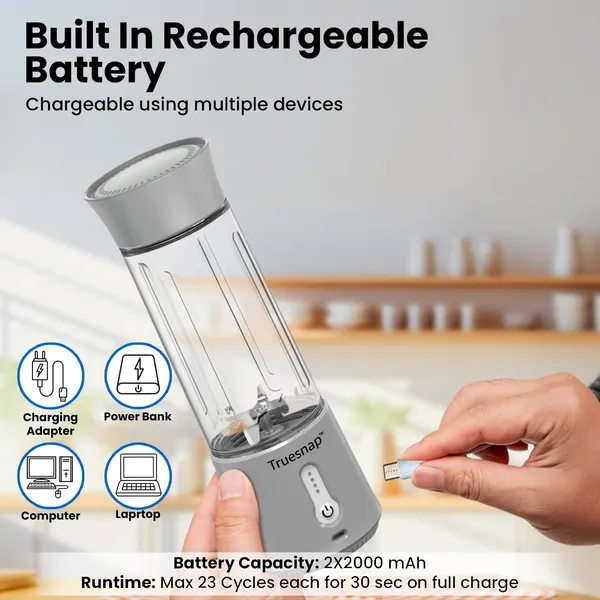 QUIX_Portable_Blender_for_Smoothies_&_shakes,_Cold_Coffe_and_crushing_ice_|_4000mAh_battery,_500ml,_230W,_USB-C_|_Safe_BPA-Free_juicer_machine_|_ISI_Approved_|_Made_in_India_(Grey)