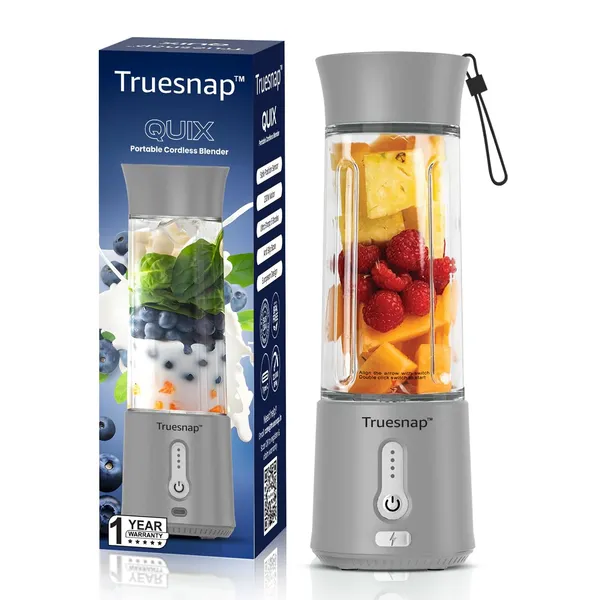 QUIX_Portable_Blender_for_Smoothies_&_shakes,_Cold_Coffe_and_crushing_ice_|_4000mAh_battery,_500ml,_230W,_USB-C_|_Safe_BPA-Free_juicer_machine_|_ISI_Approved_|_Made_in_India_(Grey)