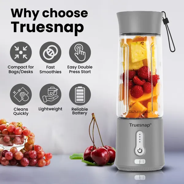 QUIX_Portable_Blender_for_Smoothies_&_shakes,_Cold_Coffe_and_crushing_ice_|_4000mAh_battery,_500ml,_230W,_USB-C_|_Safe_BPA-Free_juicer_machine_|_ISI_Approved_|_Made_in_India_(Grey)