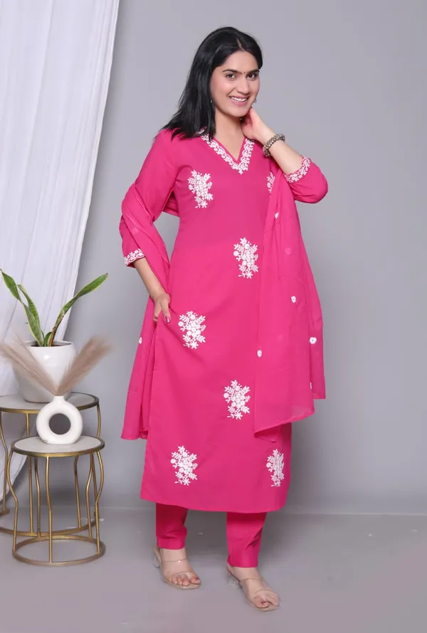 Pink_Premium_Kurta_Set_With_Dupatta_For_Women_And_Girls