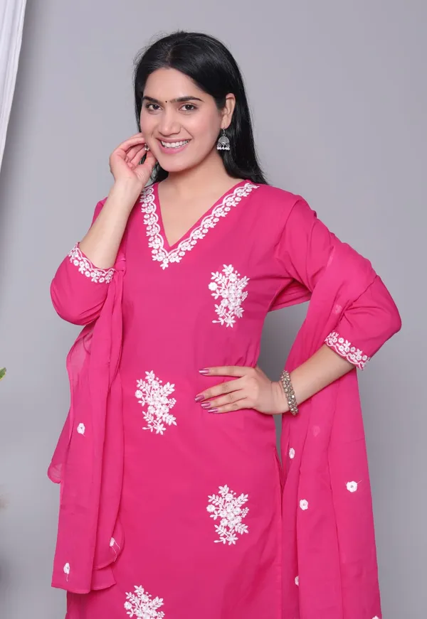 Pink_Premium_Kurta_Set_With_Dupatta_For_Women_And_Girls