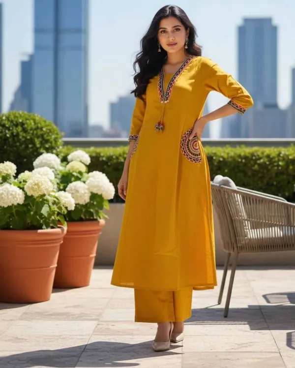 Mustard_Cotton_Premium_Kurta_Ethnic_Wear_For_Women_And_Girls